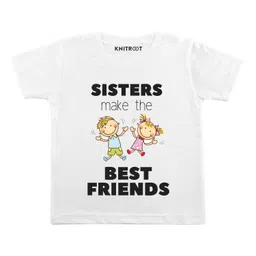KNITROOT Half Sleeves Sisters Best Friends Printed Tee - White-picture-10