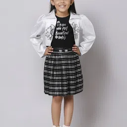 Macwin Girls Printed Round Neck Top With Skirt & Jacket image 5