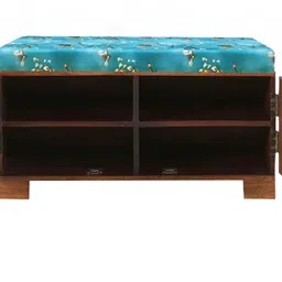 GLOBALLY INDIAN Brown & Blue Printed Wooded 4 Tier Shoe Stand image 3