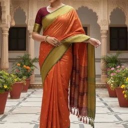 Anouk Rustic Woven Design Zari Silk Blend Handloom Kanjeevaram Saree image 3