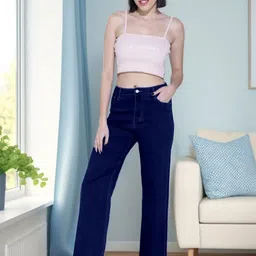 DressBerry Women Rodeo Wide Leg High-Rise Denim Stretchable Jeans-picture-13