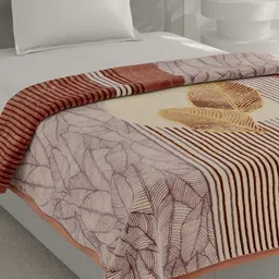 Monte Carlo Soulmate Brown & Cream Colored Printed Heavy Winter 261 GSM Single Bed Blanket-image-72
