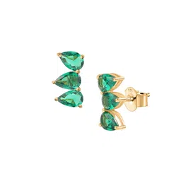 Ornate Jewels 925 Silver 18K Gold Plated Green Emerald Earring image 4