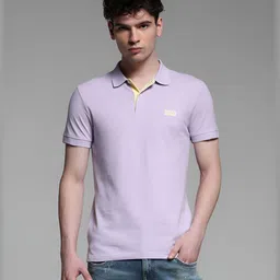 Jack & Jones Men Solid Polo Collar Cotton Slim Fit T-shirt image 2