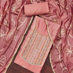 Maroosh Floral Embroidered Thread Work Cotton Unstitched Dress Material-picture-33