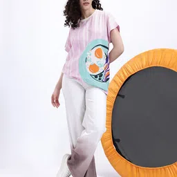 Kook N Keech Striped Printed Extended Sleeves Pure Cotton Oversized T-shirt image 5