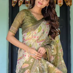 ALMAARI FASHION Ethnic Motifs Printed Pure Cotton Kanjeevaram Saree image 4