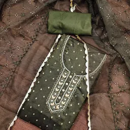 SAINOOR Floral Woven Embellished Organza Semi-Stitched Dress Material-picture-19