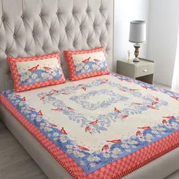 KD PRINTS Red & Beige Floral 180 TC Bedsheet Set 76.2 m-image-63