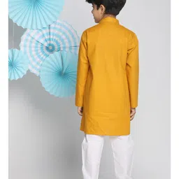 Vastramay Solid Full Sleeves Kurta With Pyjama - Mustard image 3