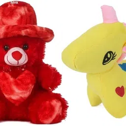 RED ROSE & YELLOW UNICONE Stuffed toys for Kids - 18 cm-image-28