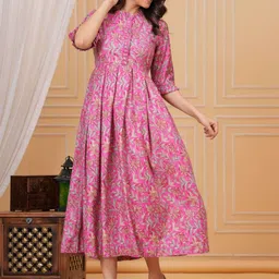 Meeranshi Floral Print A-Line Midi Dress image 3