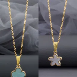 Birado Jewellery Set Of 2 Stainless Steel Gold-Plated Enamelled Pendants With Chain-picture-17