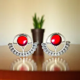 M55 Silver-Plated Artificial Stones Studded Oxidised Contemporary Studs-picture-41