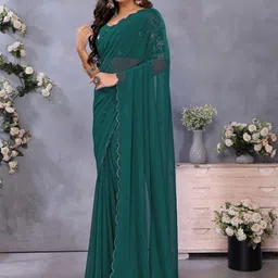 DIVASTRI Scallop Border Saree With Blouse Piece image 2