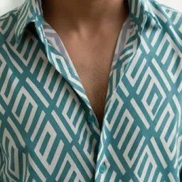 INDICLUB Men Geometric Printed Spread Collar Casual Shirt image 3