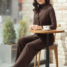 MARC LOUIS V-Neck Buttoned Waistcoat & High-Waisted Trousers Co-Ord Set image 3