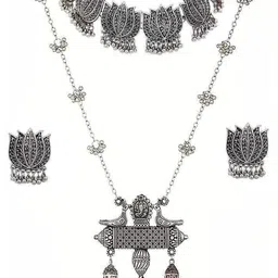 Tvasti Silver-Plated Oxidised Jewellery Set-picture-10