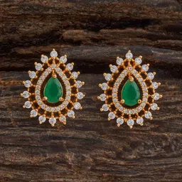 Kushal's Fashion Jewellery Gold-Plated Zircon Studded Teardrop Shaped Studs-picture-24