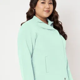 BRINNS Women Plus Size Mock Collar Long Sleeves Front-Open Sweatshirt image 3