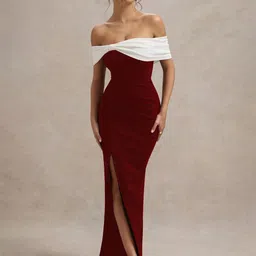 CLAFOUTIS Women Off-Shoulder Bodycon Maxi Dress-picture-25