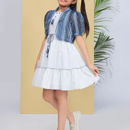 Peppermint Girls Striped Tie Ups Tiered Fit & Flare Dress Jacket with Belt image 5