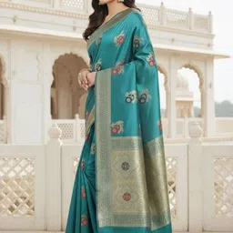 Anouk Rustic Ethnic Motifs Zari Silk Blend Banarasi Saree image 2