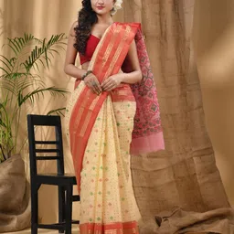 DESH BIDESH Woven Design Pure Cotton Handloom Taant Saree image 3