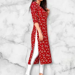 MANTRA DESIGNER Women Red Crepe Kurtas image 4