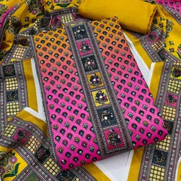 Suha Printed Art Silk Unstitched Dress Material-picture-12