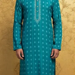 NFC CREATION Men Regular Thread Work Pure Cotton Kurta With Churidar image 2