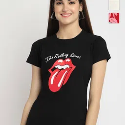 Dreambe Women Pack of 3 Graphic Printed Round Neck Cotton T-shirts-picture-12