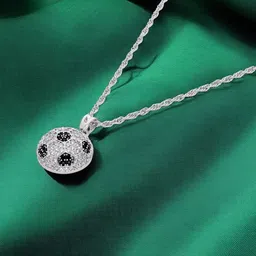 Crash.Club By CKC Silver Rhodium-Plated CZ Studded Geometric Pendant With Chain-picture-27