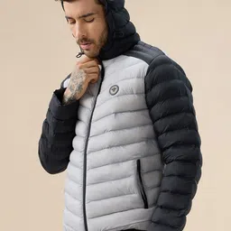 Status Quo Men Hooded Colourblocked Lightweight Puffer Jacket image 3