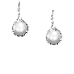 Peora Silver Plated Cubic Zirconia Studded And Pearls Beaded Circular Shaped Drop Earrings image 2