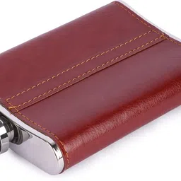 menzy Leather Wrap Liquor Flask Or Wine Whisky Alcohol Drinks Holder Pocket Bottle Stainless Steel Hip Flask image 3