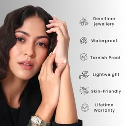 FAB COUTURE Gold-Plated Stainless Steel Contemporary Zircon Studded Pendant with Chain image 2