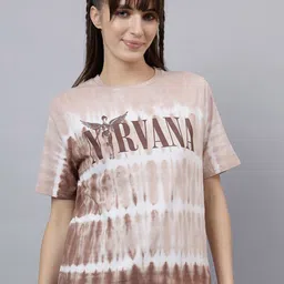 Free Authority Nirvana Tie and Dye Round Neck Pure Cotton T-Shirt-picture-15