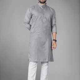 Attigo Grey Cotton Blend Kurta Sets-picture-10