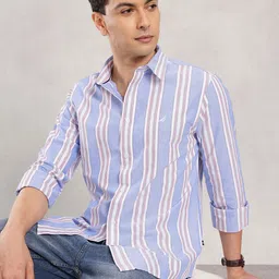 Nautica Slim Fit Striped Pure Cotton Casual Shirt-picture-33