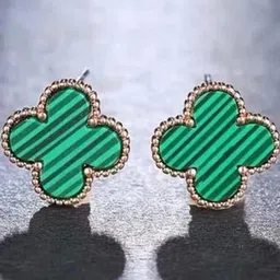 Lady Raiment Green Flower Gold Plated Stud Earrings-image-58