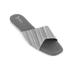 V-WALK Women Striped Slip-On Open Toe Flats image 2