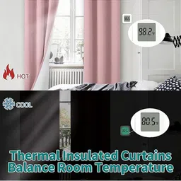 BFAM Pink Set of 2 Black Out Window Curtain image 3