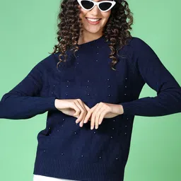 V-Mart Women Pullover Cotton Sweater with Embellished Detail-picture-18