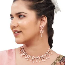 R A Enterprises Gold-Plated Stone-Studded Jewellery Set-picture-19