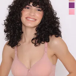 INKURV Bra Full Coverage Lightly Padded Lily_Combo 3-Peach,Pink,Purple image 1
