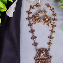 Jolly Faces Copper-Plated Stone-Studded & Beaded Jewellery Set-picture-20