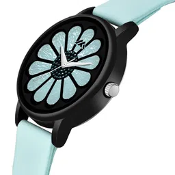 VIRAKTI Unisex Brass Printed Dial & Leather Wrap Around Straps Analogue Watch G-14-BLUE 07 image 4