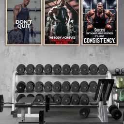 WALLLANE Set of 3 Bodybuilding Motivational Art Framed Posters image 4