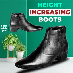 Bxxy Men Textured Mid Top Elevator Formal Boots image 2